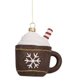 Clayre & Eef Декоративная подвеска Чашка 9x7x10 см Коричнево-белая