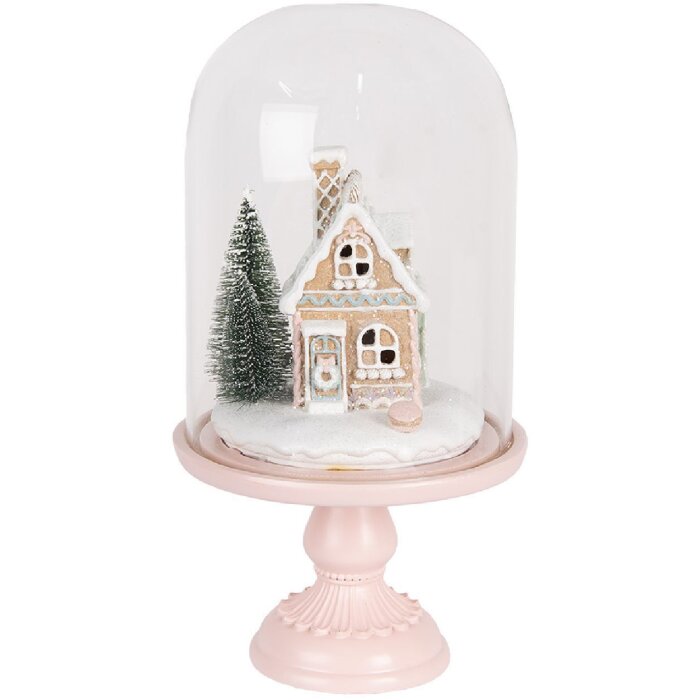 Clayre & Eef Стеклянная колба с декором и LED-подсветкой розовая 17x30 см