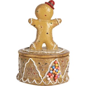 Clayre & Eef Коробка с пряниками Ø 7x11 см, коричневая