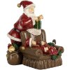 Clayre & Eef 6PR5668 Dekoration Weihnachtsmann mit Kinder 17x13x18 cm Rot