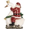 Clayre & Eef Санта на лебеде 13x10x16 см Красный и Белый