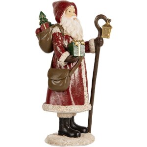 Clayre & Eef 6PR5672 Dekoration Weihnachtsmann 12x11x26 cm Rot & Weiß