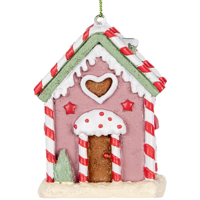 Clayre & Eef Декоративное украшение Дом 6x4x8 см Розовый, Белый, Красный, Черный