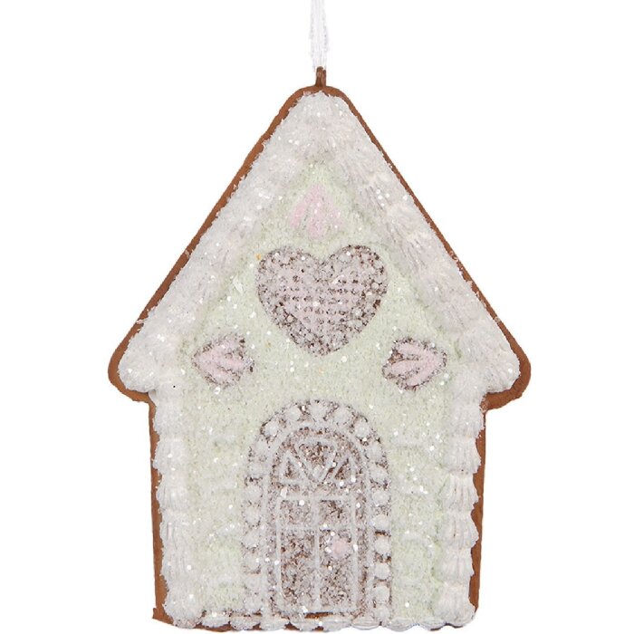 Clayre & Eef Декор-подвеска Дом 8x1x10 см Зеленый/Белый