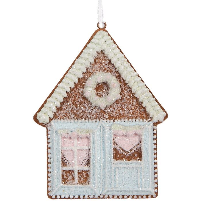 Clayre & Eef 6PR5337 Декоративная подвеска Дом 8x1x10 см сине-белая