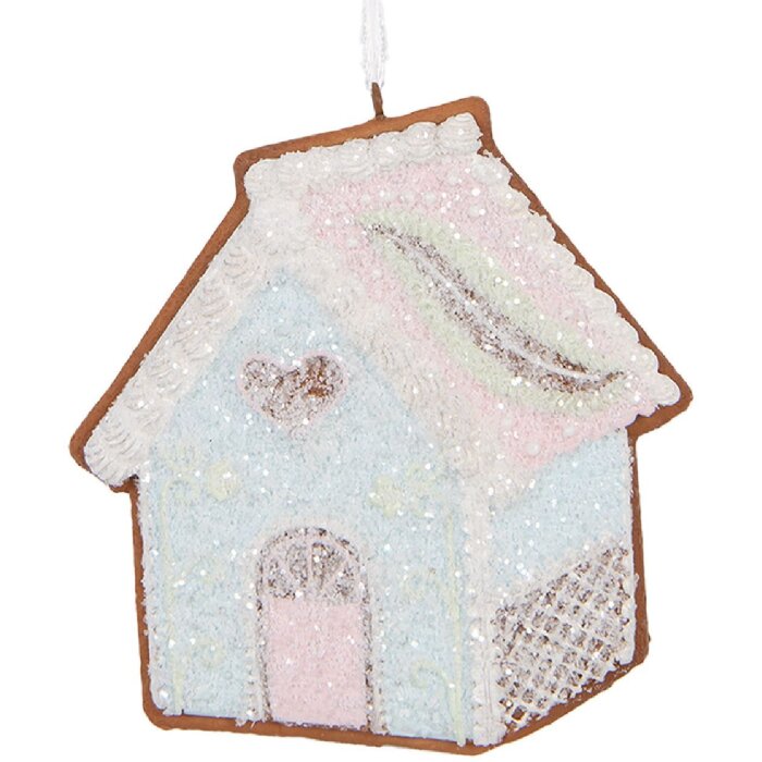 Clayre & Eef Декоративный подвес Дом 9x1x10 см Синий/Белый