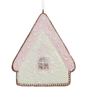 Clayre & Eef 6PR5339 Dekoration Anhänger Haus 9x1x10 cm Grün und Rosa