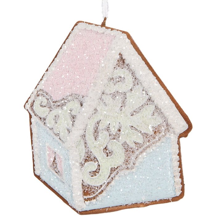 Clayre & Eef Декор Домик Сине-розовый 9x1x10 см