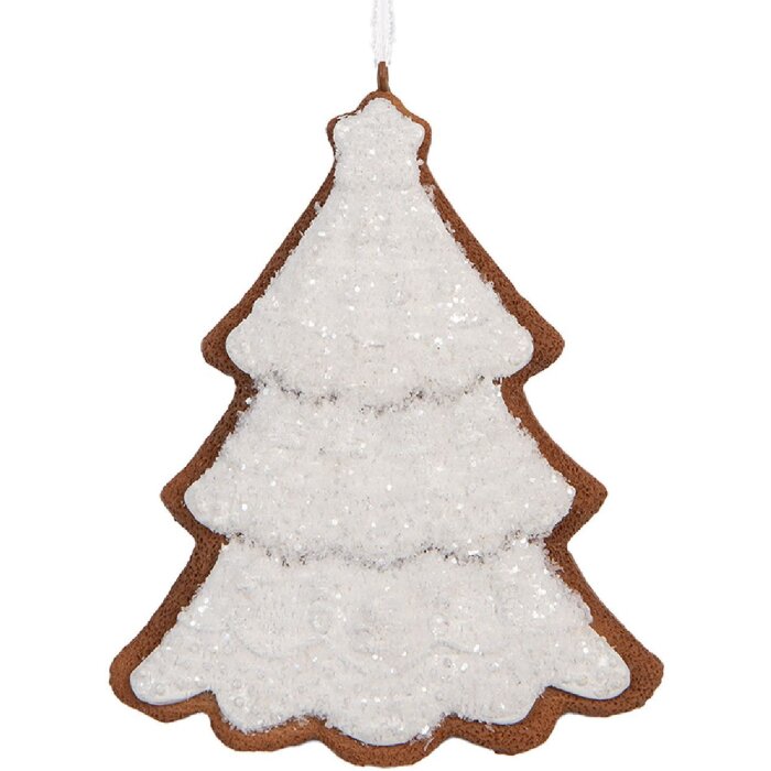 Clayre & Eef 6PR5346 Dekoration Anhänger Weihnachtsbaum 9x1x10 cm Weiß Braun