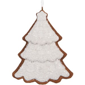 Clayre & Eef 6PR5346 Dekoration Anhänger Weihnachtsbaum 9x1x10 cm Weiß Braun