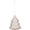Clayre & Eef 6PR5346 Dekoration Anhänger Weihnachtsbaum 9x1x10 cm Weiß Braun