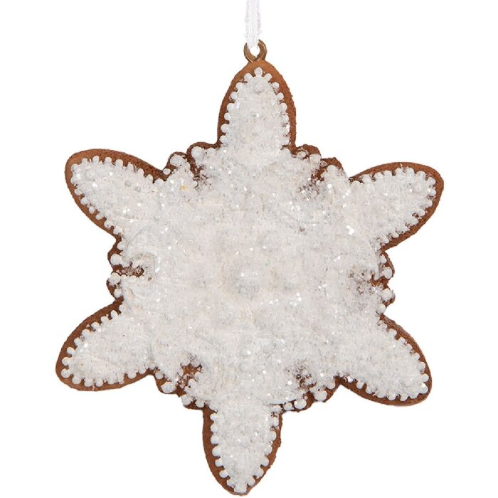 Clayre & Eef 6PR5352 Декоративная снежинка 9x1x10 см белая/коричневая