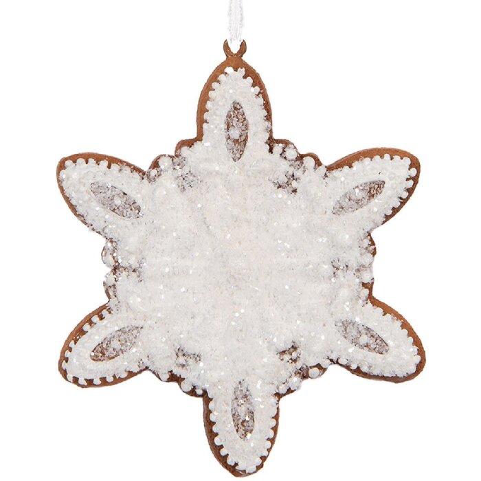 Clayre & Eef Подвес Снежинка 9x1x10 см Бело-коричневый