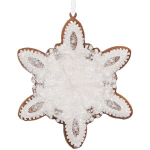 Clayre & Eef Подвес Снежинка 9x1x10 см Бело-коричневый