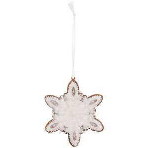 Clayre & Eef Подвес Снежинка 9x1x10 см Бело-коричневый