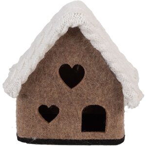 Clayre & Eef 66306 Filzhaus 13x10x13 cm Braun Weiß