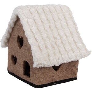 Clayre & Eef 66306 Filzhaus 13x10x13 cm Braun Weiß