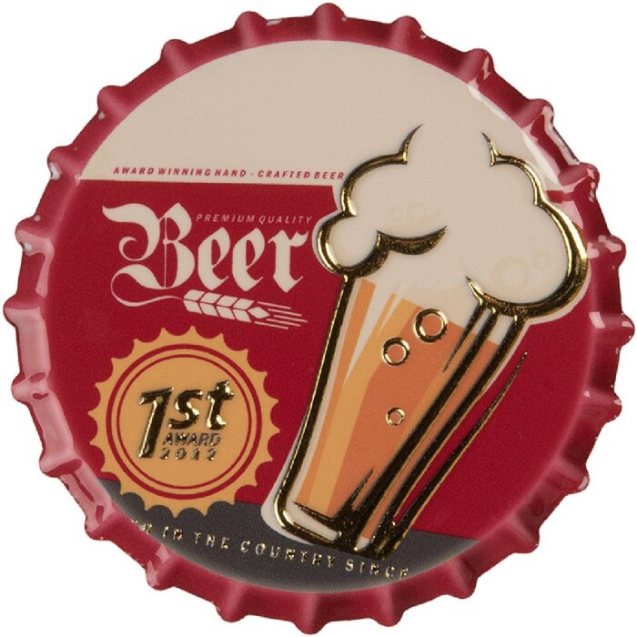 Clayre & Eef 66368 Magnet Ø 7x1 cm Rot Beige