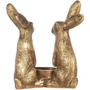 Clayre & Eef Подсвечник-кролик золотистый 10x8x12 см