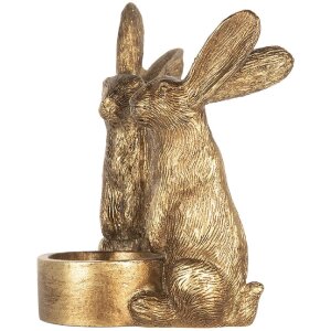 Clayre & Eef Подсвечник-кролик золотистый 10x8x12 см