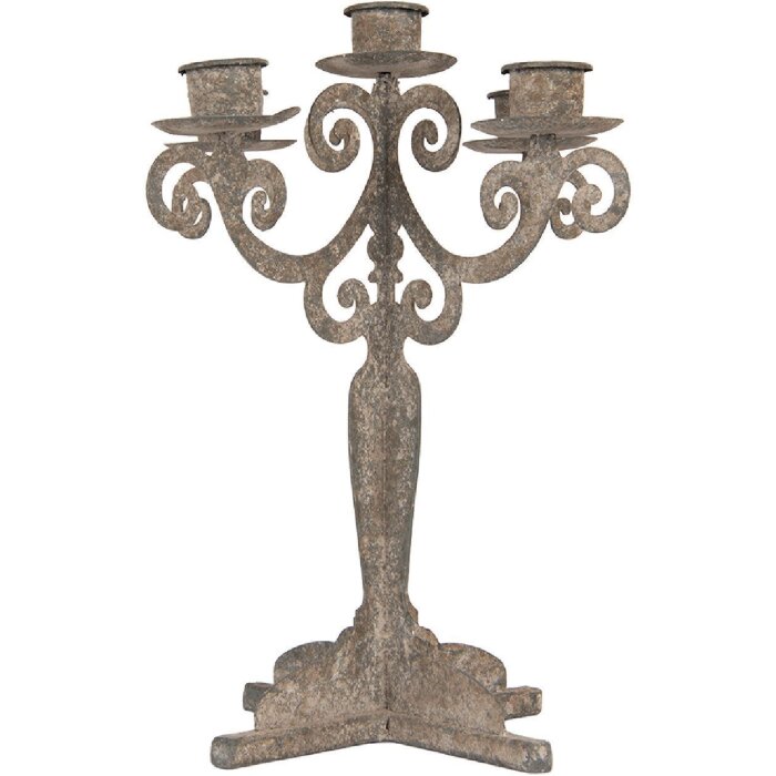 Clayre & Eef 6Y5818 Kerzenständer 26x26x35 cm Grau-Beige