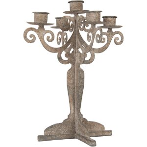 Clayre & Eef 6Y5818 Kerzenständer 26x26x35 cm Grau-Beige