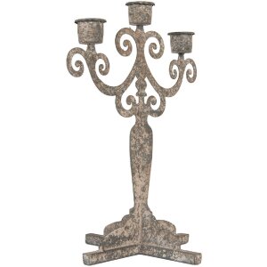 Clayre & Eef 6Y5821 Kerzenständer 26x16x35 cm Grau