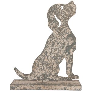 Clayre & Eef 6Y5829 Декоративная фигурка Собака 20x8x24 см Серый Бежевый