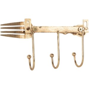 Clayre & Eef 6Y5897 Настенная вешалка 18x4x9 см золотого цвета