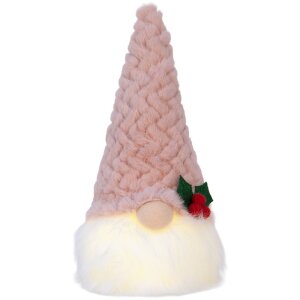 Clayre & Eef 66334 Декоративный гном с LED 10x10x25 см Розовый