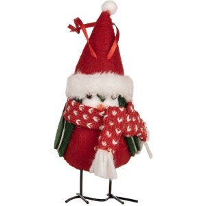 Clayre & Eef Декоративная птица 11x7x12 см красный/черный