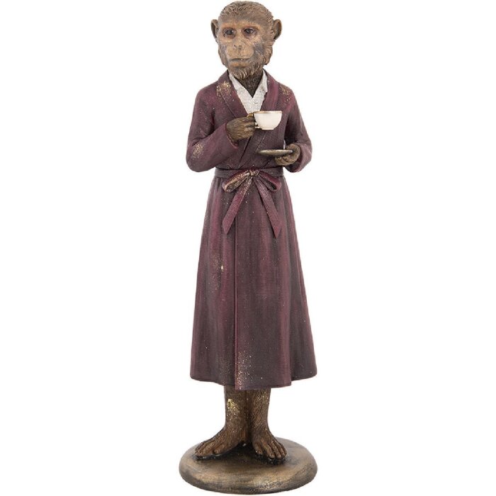 Clayre & Eef Декор Обезьяна 9x8x28 см Коричневый, Красный