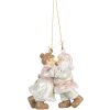 Clayre & Eef Подвеска Дед Мороз с женой 7x4x8 см Розовый и Зеленый