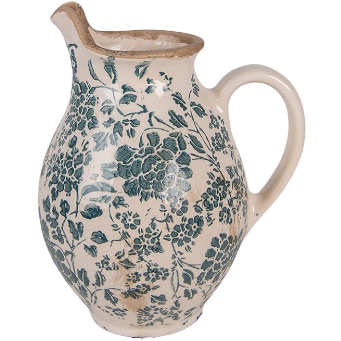 Clayre & Eef 6CE2237S Dekoration Kanne 16x12x19 cm Beige-Grün