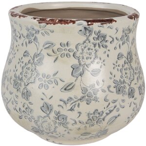 Clayre & Eef 6CE2240S Blumentopf Ø 15x13 cm Grün Grau Keramik