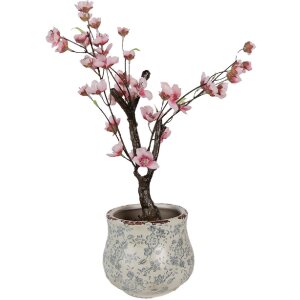Clayre & Eef 6CE2240S Blumentopf Ø 15x13 cm Grün Grau Keramik