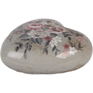 Clayre & Eef 6CE2242L Dekoration Herz 11x11x4 cm Grau und Rosa