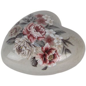 Clayre & Eef Декоративное сердце 8x8x4 см серо-розовое