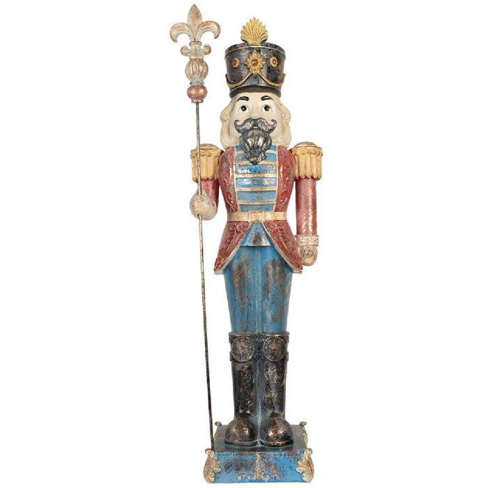 Clayre & Eef Декоративный Щелкунчик 31x23x99 см синий/красный