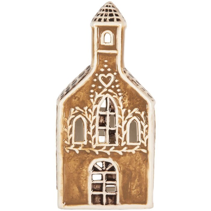 Clayre & Eef Подсвечник в виде дома 8x7x17 см коричнево-белый