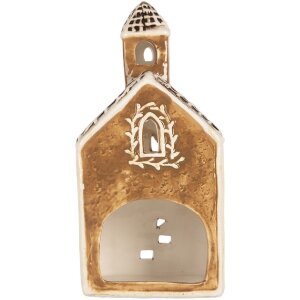 Clayre & Eef Подсвечник в виде дома 8x7x17 см коричнево-белый