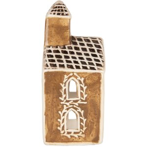 Clayre & Eef Подсвечник в виде дома 8x7x17 см коричнево-белый