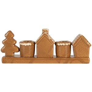 Clayre & Eef 6CE2327 Kerzenständer Häuser 21x4x8 cm