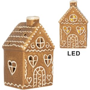 Clayre & Eef 6CE2332 Dekoration Haus mit LED 7x6x12 cm