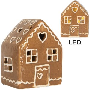 Clayre & Eef 6CE2337 Dekoration Haus mit LED 8x6x10 cm