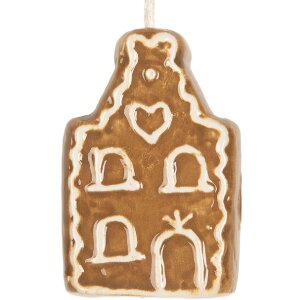 Clayre & Eef 6CE2343 Dekoration Anhänger Haus 4x4x6 cm Braun und Weiß