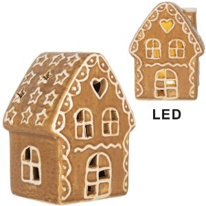 Clayre & Eef 6CE2355 Dekoration Haus mit LED 8x6x11 cm