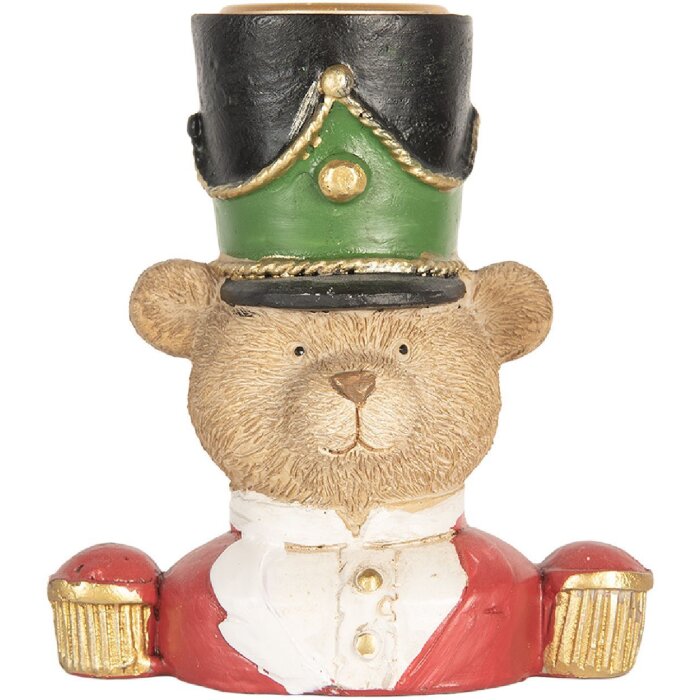 Clayre & Eef Подсвечник Медведь 9x6x10 см коричнево-красный