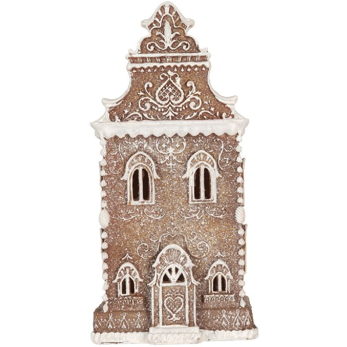 Clayre & Eef Декоративный домик с LED 17x15x35 см коричнево-белый