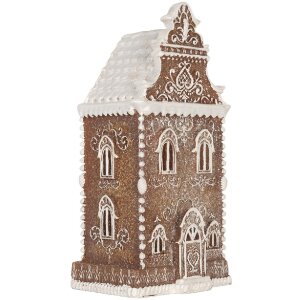 Clayre & Eef Декоративный домик с LED 17x15x35 см коричнево-белый